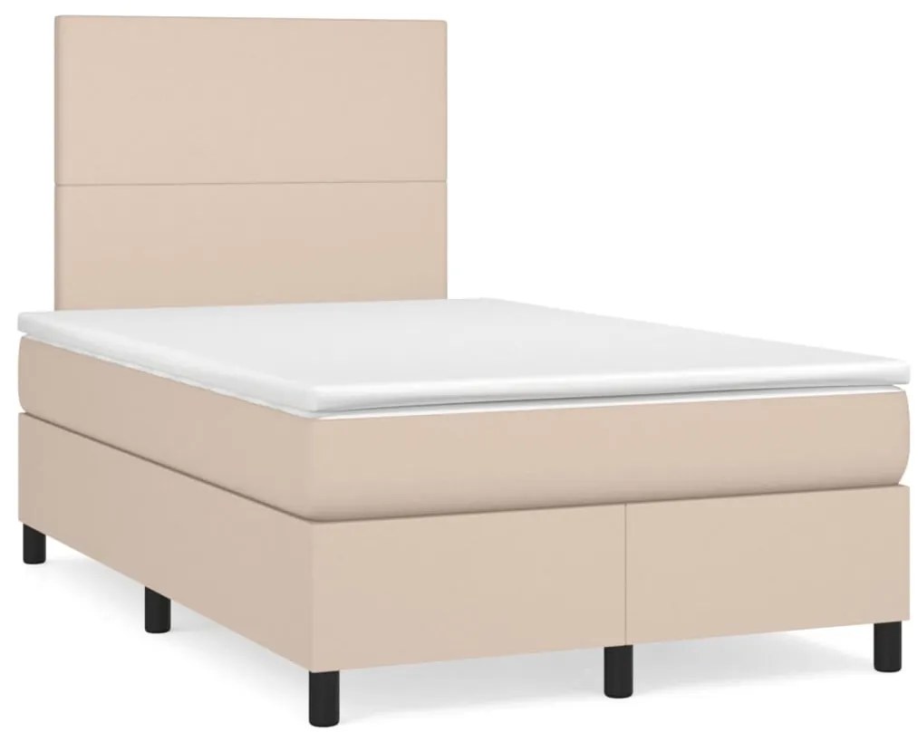 vidaXL Κρεβάτι Boxspring με Στρώμα Καπουτσίνο 120x200εκ.από Συνθ.Δέρμα