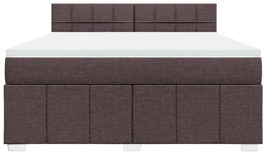 vidaXL Κρεβάτι Boxspring με Στρώμα Σκούρο Καφέ 180x200 εκ Υφασμάτινο