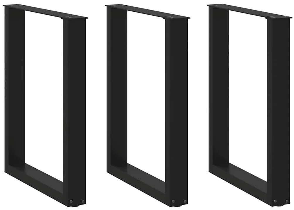vidaXL Πόδια Τραπεζαρίας σε Σχήμα U 3 τεμ. Μαύρο 70x(72-73) εκ. Ατσάλι