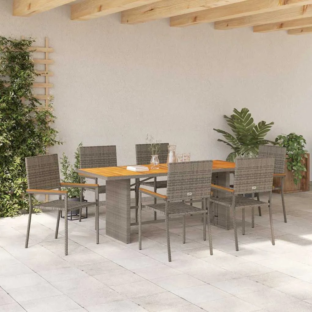vidaXL Σέτ φαγητού για κήπο 7 pcs Γκρι 190 x 80 x 75 εκ.
