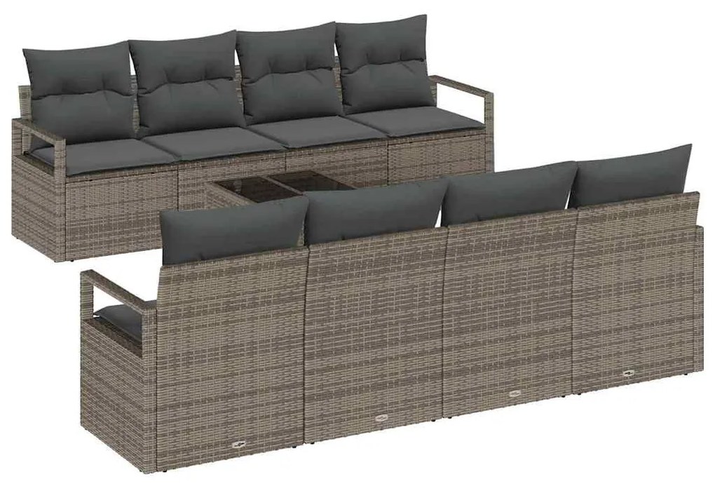 vidaXL Σετ Καναπέ με μαξιλάρι 7 pcs Γκρι συνθετικό ρατάν