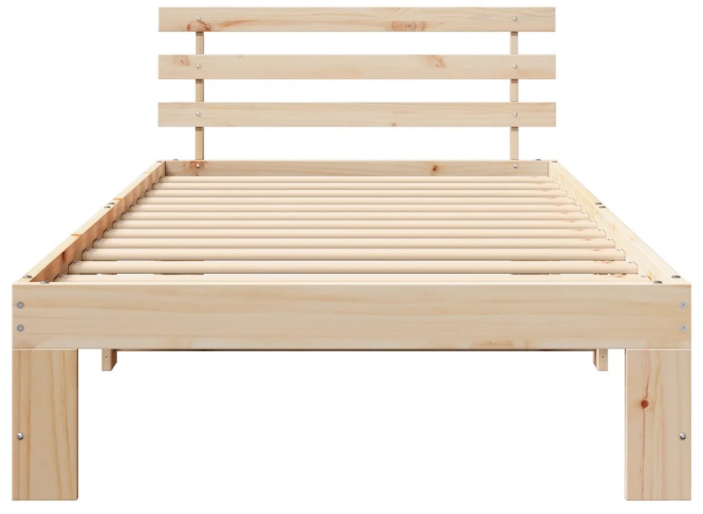 vidaXL Κρεβάτι Ξύλου Πεύκου Φυσικό Ξύλο 75 x 190 cm Κρεβάτι Ορθογώνιο