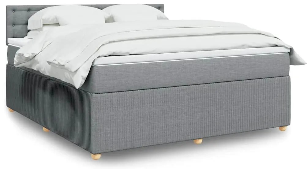 vidaXL Κρεβάτι Boxspring με Στρώμα Ανοιχτό Γκρι 180x200 εκ. Υφασμάτινο