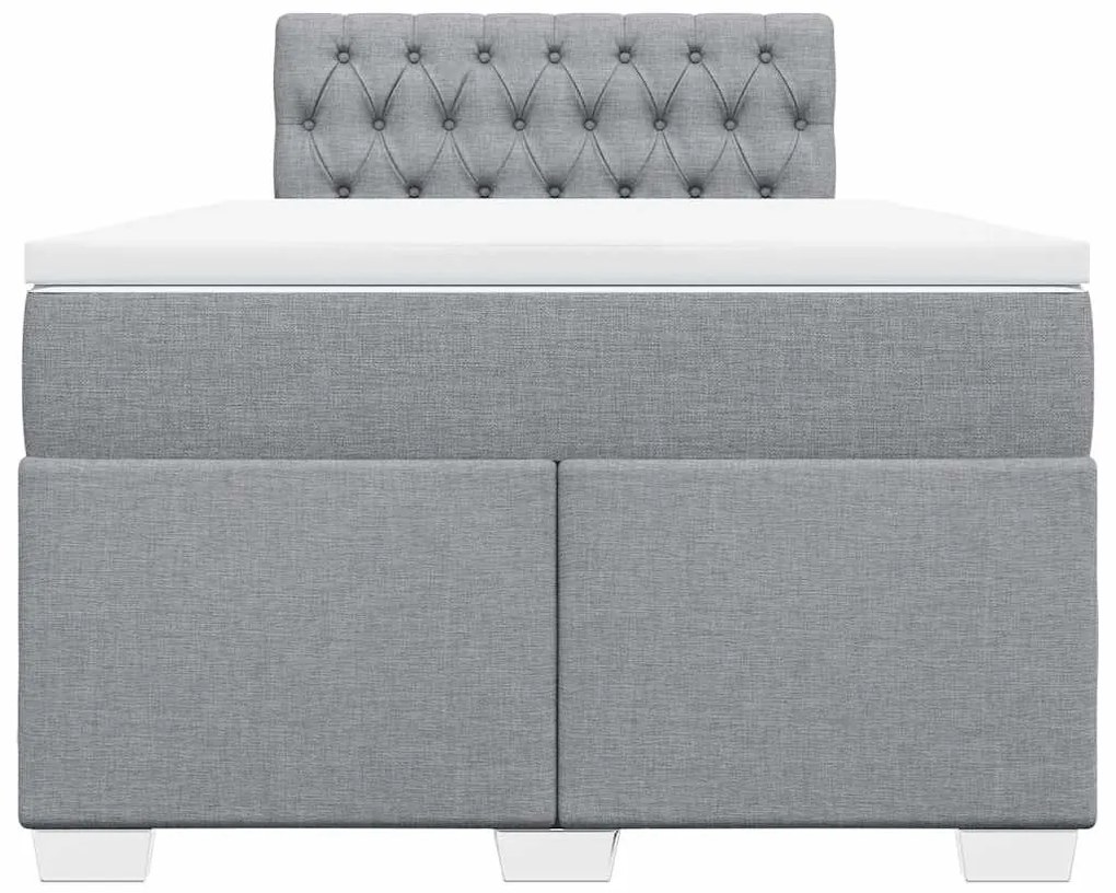 vidaXL Κρεβάτι Boxspring με Στρώμα Ανοιχτό Γκρι 120x190 εκ. Υφασμάτινο