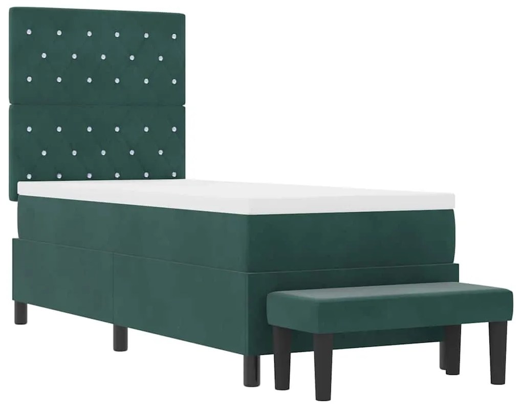 vidaXL Κρεβάτι με ελατήρια Σκούρο Πράσινο 80 x 200 cm Βελούδο