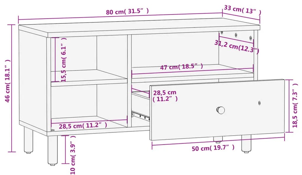 ΈΠΙΠΛΟ ΤΗΛΕΟΡΑΣΗΣ ΜΑΥΡΟ 80 X 33 X 46 ΕΚ. ΑΠΟ ΜΑΣΙΦ ΞΥΛΟ ΜΑΝΓΚΟ 356836