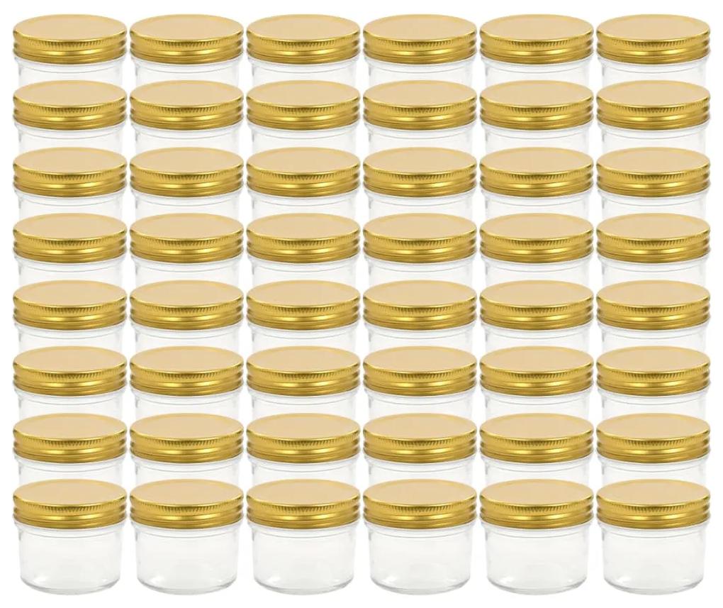 vidaXL Βάζα Μαρμελάδας 48 τεμ. 110 ml Γυάλινα με Χρυσά Καπάκια