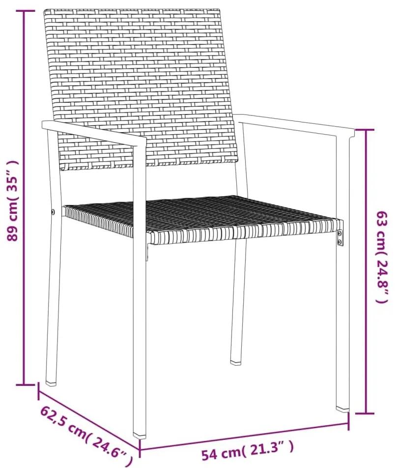 Καρέκλες Κήπου 4 τεμ. Μαύρες 54x62,5x89 εκ. από Συνθετικό Ρατάν - Μαύρο