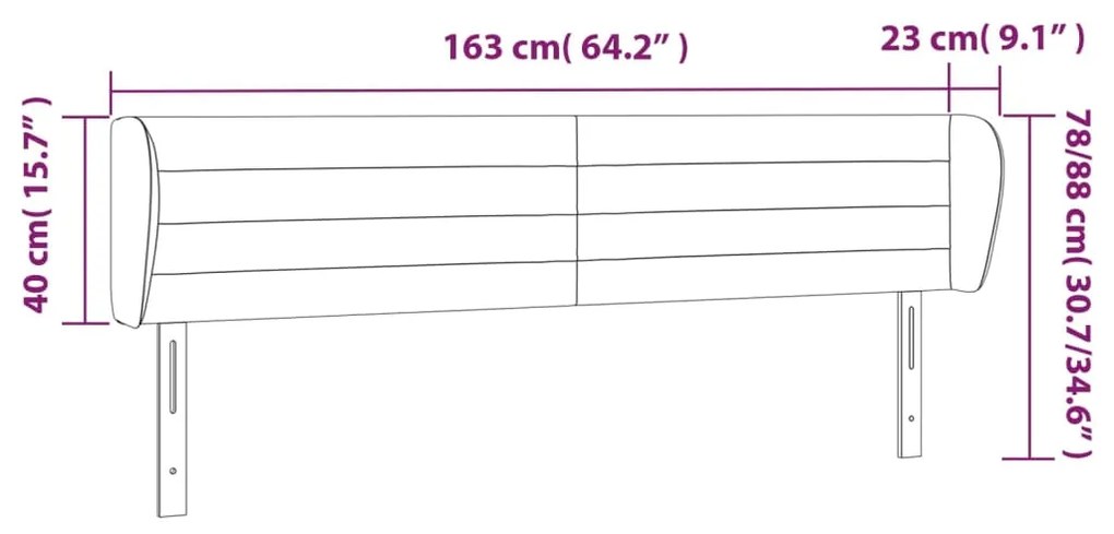 Κεφαλάρι με Πτερύγια Μαύρο 163x23x78/88 εκ. Βελούδινο 3117340