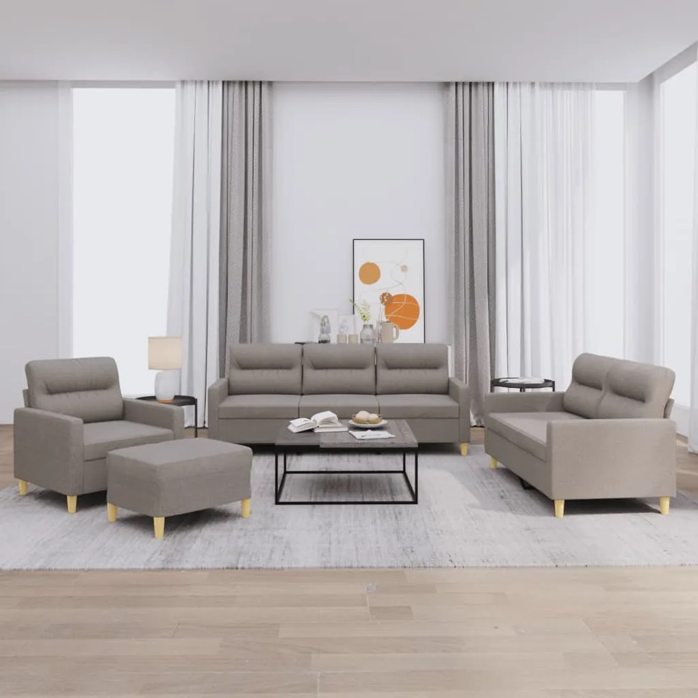 vidaXL Πολυθρόνες Σετ 4 Τεμαχίων Taupe από Ύφασμα με Μαξιλάρια