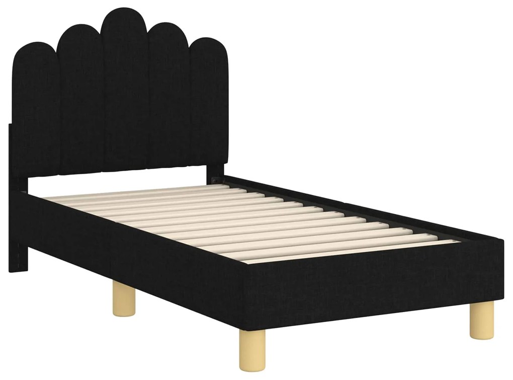 vidaXL Κρεβατική βάση για παιδιά με προσκέφαλο Μαύρο 70 x 140 cm