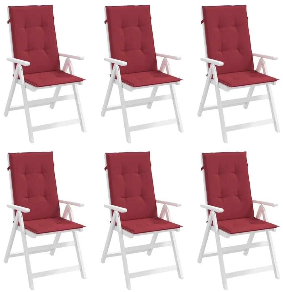 Μαξιλάρια Καρέκλας Κήπου με Πλάτη 6 τεμ. Μπορντό 120x50x3 εκ. - Κόκκινο