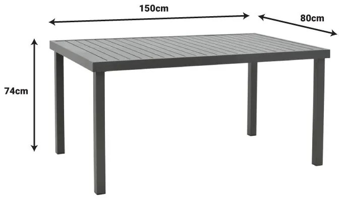 Τραπεζαρία Naoki-Kliton B σετ 7τεμ ανθρακί αλουμίνιο και pe rattan σε φυσική απόχρωση 150x80x74εκ 150x80x74 εκ.