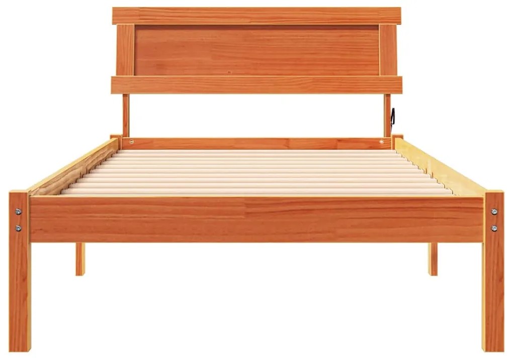 vidaXL Σκελετός Κρεβατιού Καφέ κεριού 90 x 190 cm Μασίφ ξύλο πεύκου