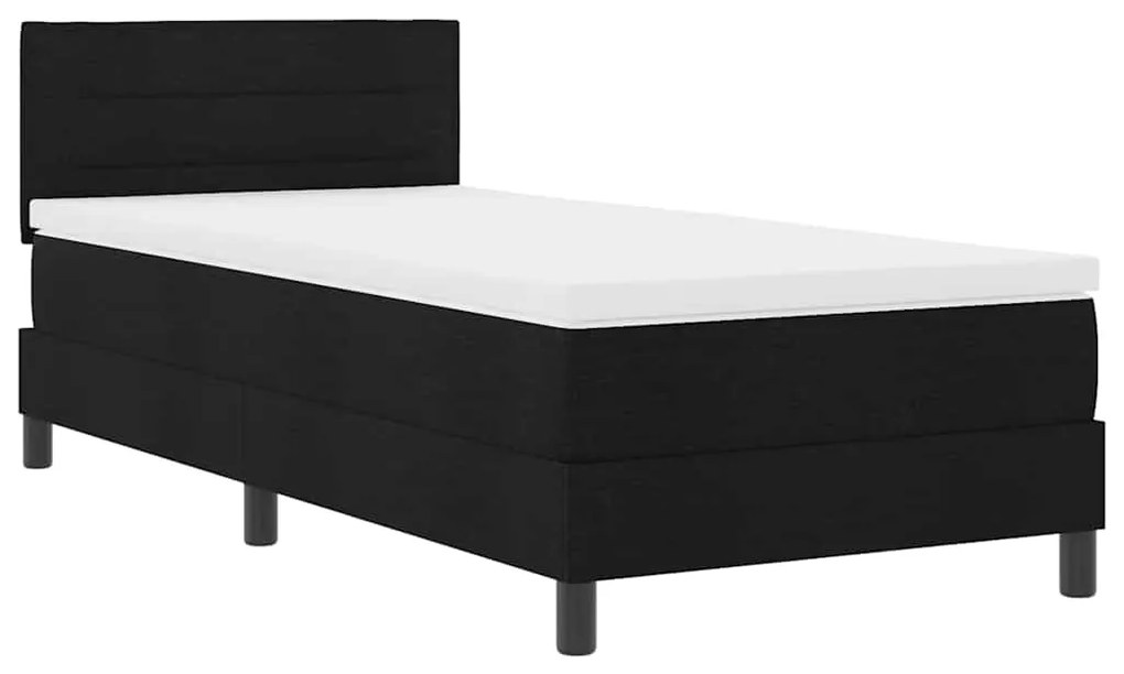 vidaXL Κρεβάτι box spring με στρώμα με στρώμα Μαύρο 90 x 190 cm ύφασμα