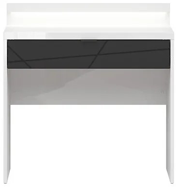 Τραπέζι γραφείου Boston CE120, Με συρτάρια, Αριθμός συρταριών: 1, 75x90x40cm, 30 kg, Γυαλιστερό λευκό, Μαύρο ματ | Epipla1.gr
