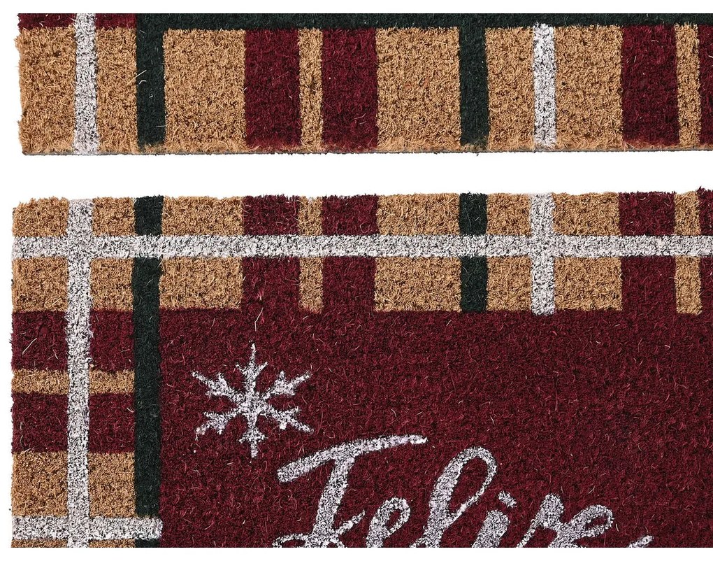 Πατάκι DKD Home Decor Λευκό Καφέ Κόκκινο Πράσινο PVC ΙΊνες καρύδας 60 x 40 x 1,5 cm (x2)