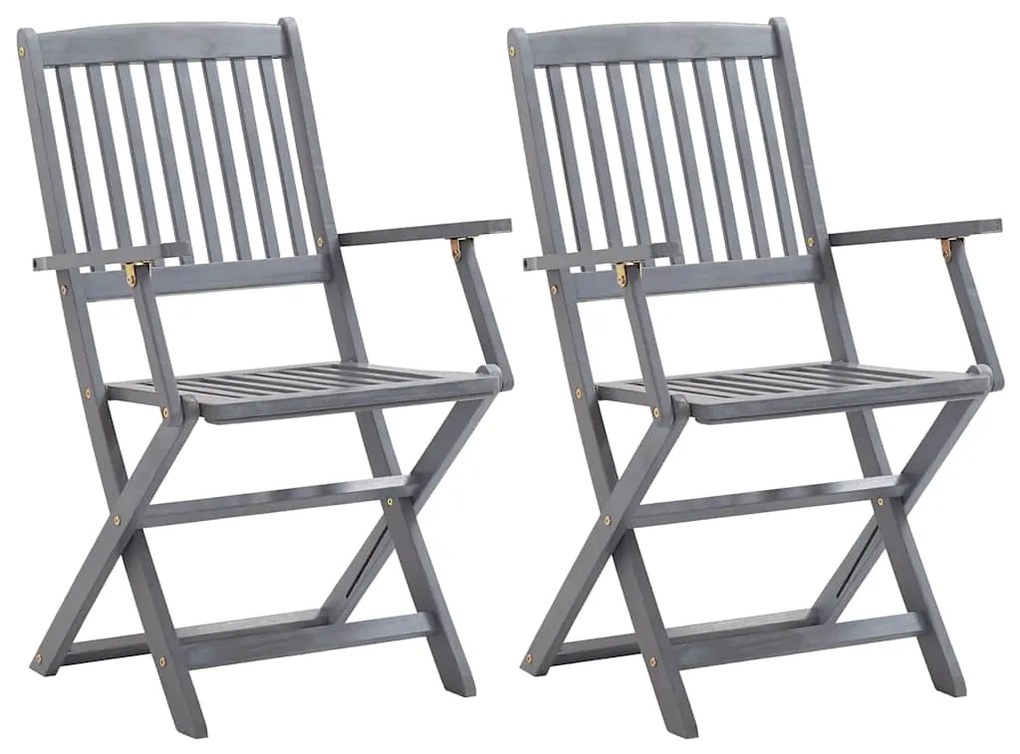 vidaXL Καρέκλες Εξωτ. Χώρου Πτυσσόμενες 2 τεμ Ξύλο Ακακίας &amp; Μαξιλάρια