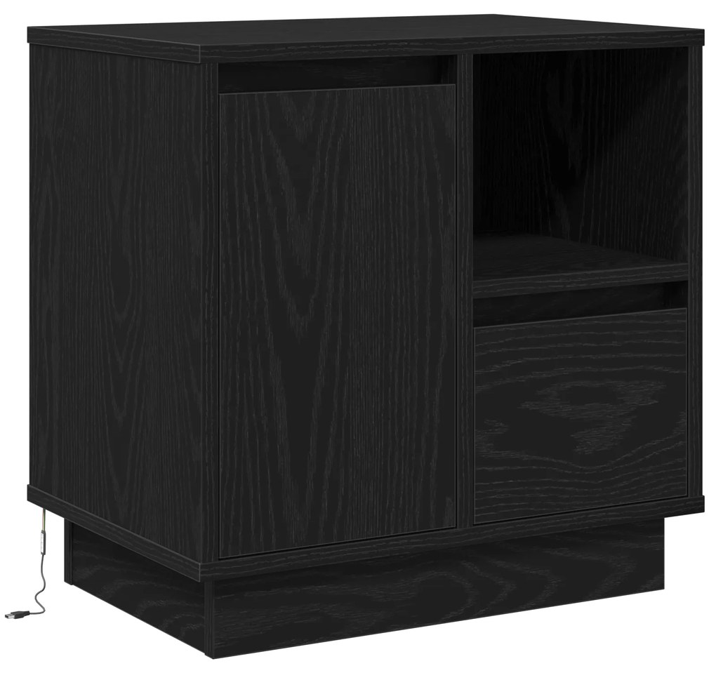 vidaXL Κομοδίνα με LED 2 τεμ Μαύρο Δρυς 50x34,5x50 εκ