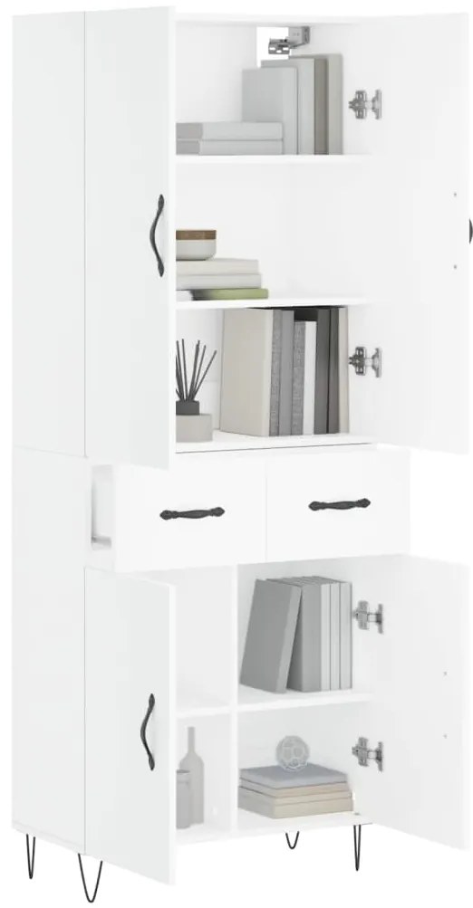vidaXL Ντουλάπι Λευκό 69,5x34x180 εκ. από Επεξεργασμένο Ξύλο