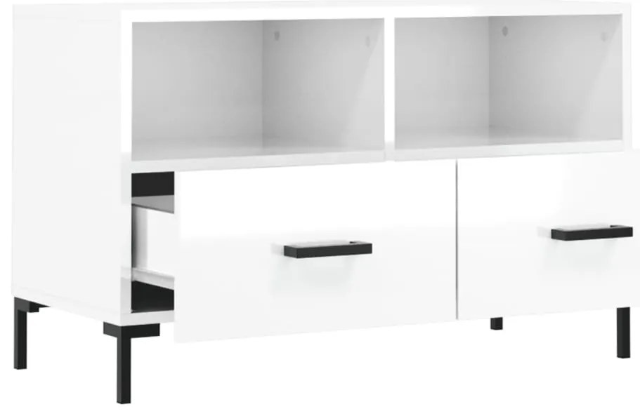vidaXL Έπιπλο Τηλεόρασης Γυαλ. Λευκό 80x36x50 εκ. Επεξεργασμένο Ξύλο