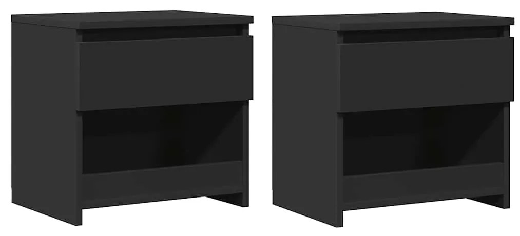 vidaXL Κομοδίνα 2 τεμ. Μαύρα 40 x 30 x 39 εκ. Επεξ. Ξύλο