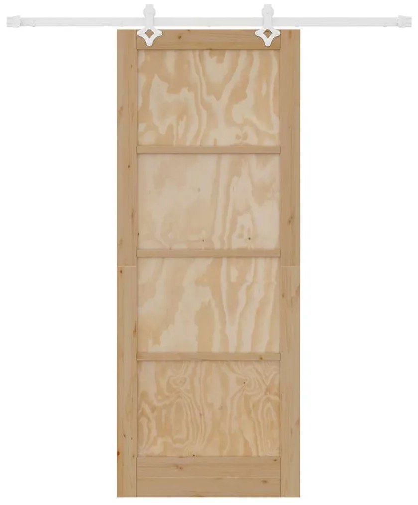 vidaXL Συρόμενη Πόρτα Καφέ 83 x 211 εκ. Στερεά ξυλεία πεύκου