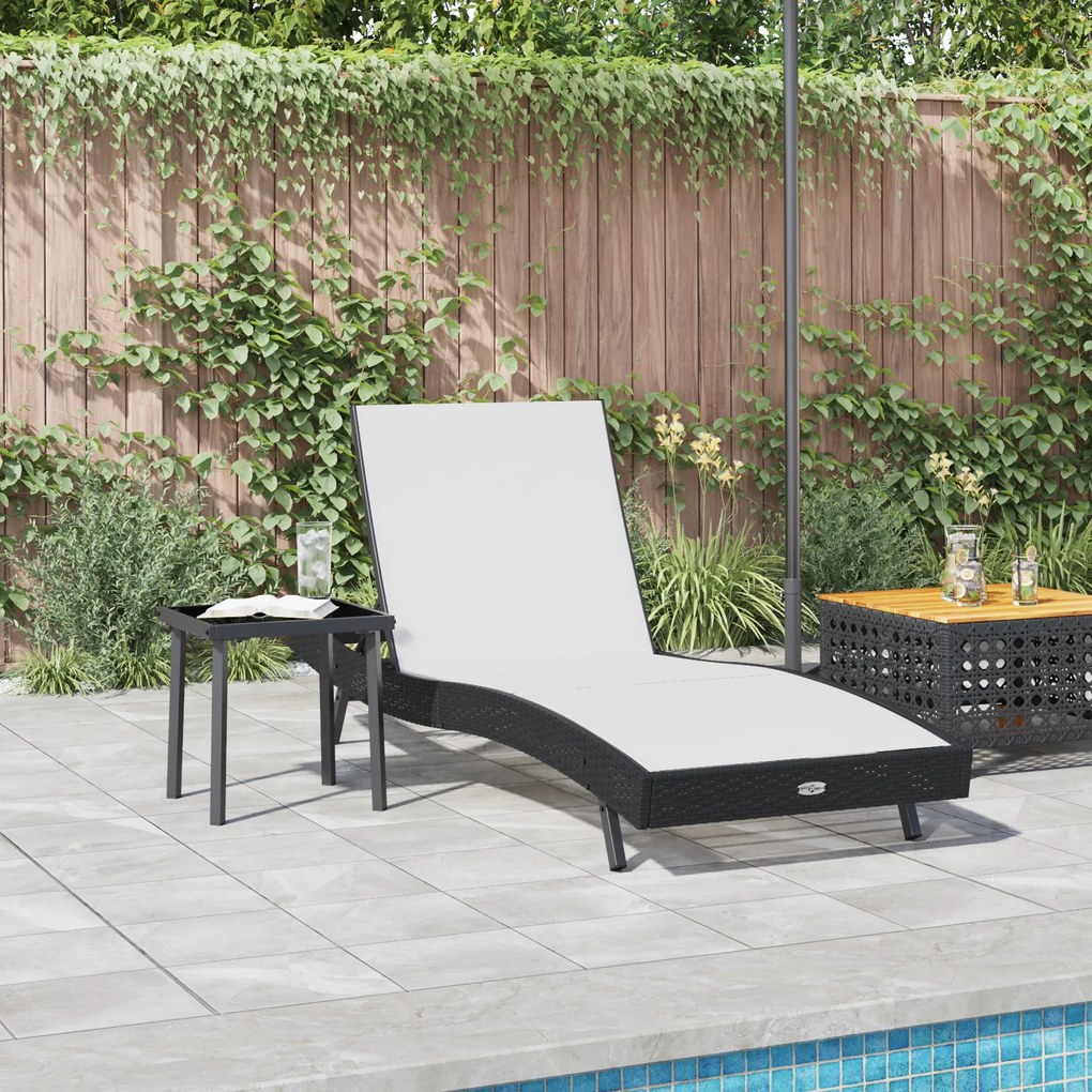vidaXL Ξαπλώστρα 2 pcs Μαύρο, Λευκό 40 x 40 x 40.5 εκ Πολυ ράταν