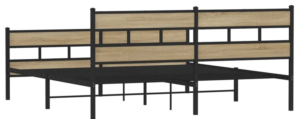 vidaXL Σκελετός Κρεβ. Χωρίς Στρώμα Sonoma Δρυς 200x200 εκ. Μεταλλικό