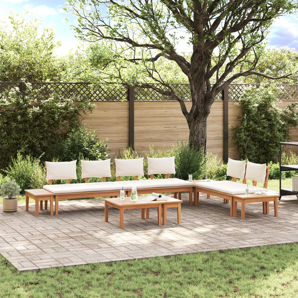 vidaXL Σετ Παγκάκι Κήπου 5 pcs Καφέ, Κρέμα Πολυ rattan, βαμμένο ατσάλι