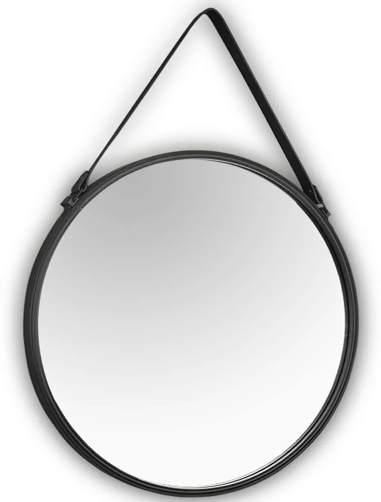 Καθρέπτης Τοίχου Delia 1910102 Φ55cm Black Mirrors &amp; More Μέταλλο,Τεχνόδερμα