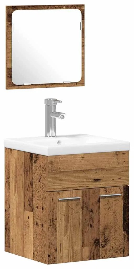 vidaXL Σετ Επίπλων Μπάνιου με πόρτα 4 pcs Παλιό Ξύλο 41 x 38.5 x 46 cm