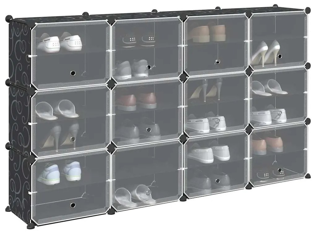 vidaXL Κύβοι Αποθ. &amp; Οργάνωσης με Πόρτες 12 τεμ. Μαύροι Πολυπρ/λένιο