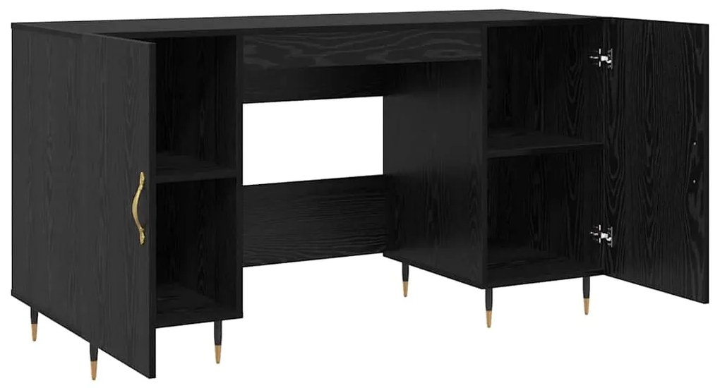 vidaXL Γραφείο με ράφι Μαύρη δρυς 140 x 50 x 75 εκ. Επεξεργασμένο ξύλο