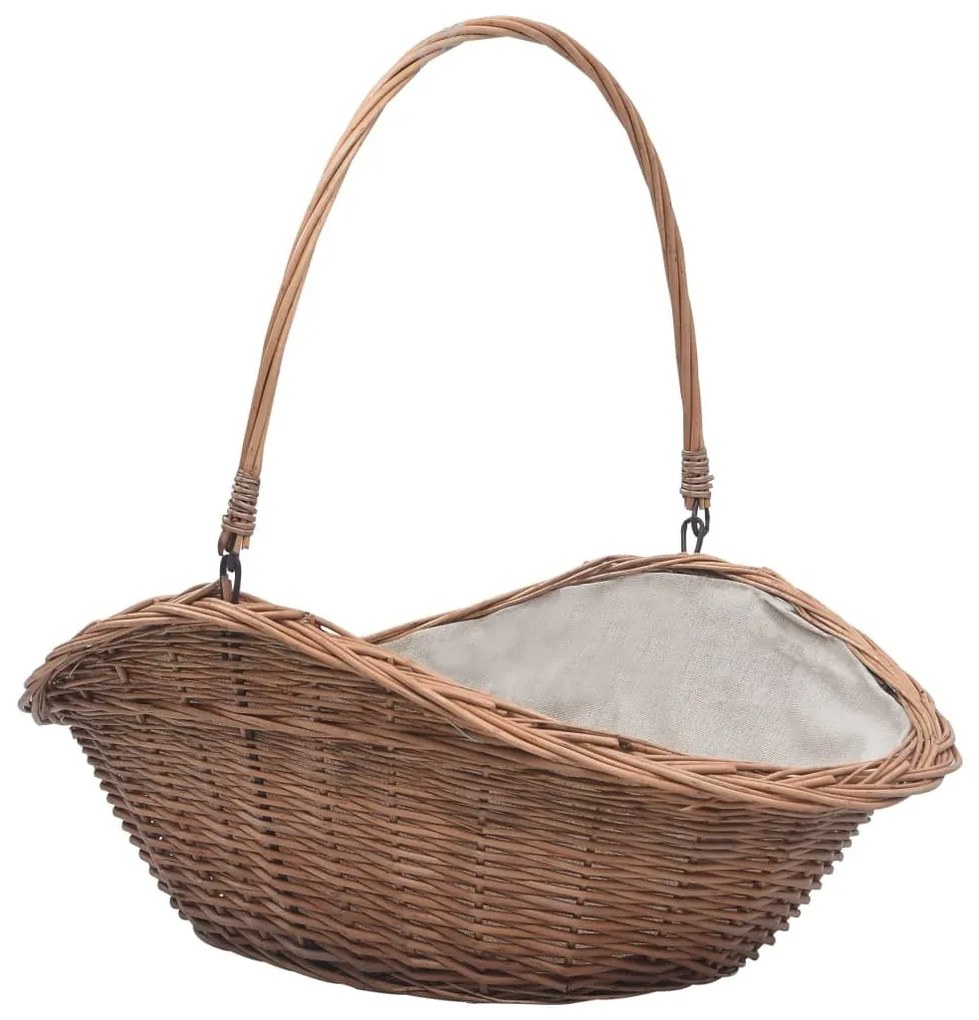 286988 Firewood Basket with Handle 60x44x55 cm Natural Willow - Καφέ