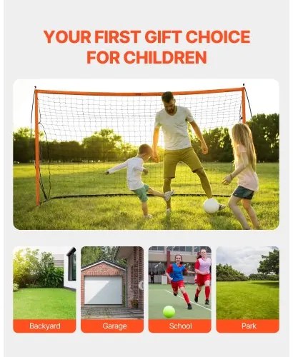 VEVOR 12x6 ft Portable Soccer Goal Kids Soccer Net Carry Bag Backyard Training