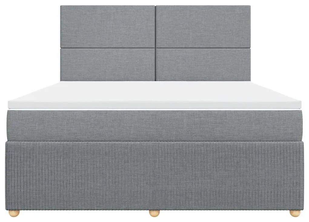 vidaXL Κρεβάτι Boxspring με Στρώμα Ανοιχτό Γκρι 180x200 εκ. Υφασμάτινο
