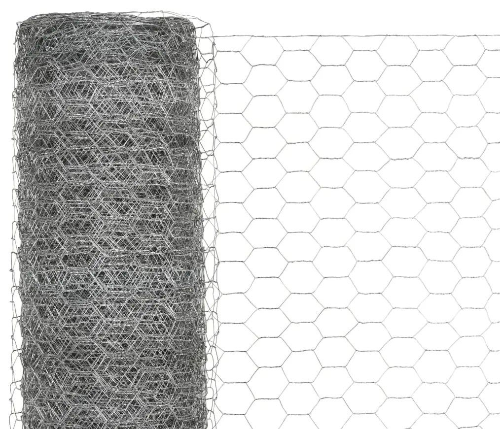 vidaXL Συρματόπλεγμα Εξάγωνο Ασημί 25 x 1,2 μ. από Γαλβανισμένο Χάλυβα