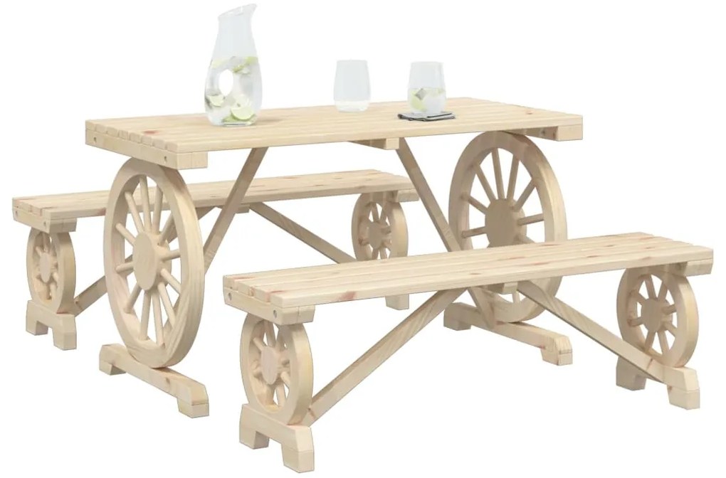 vidaXL Τραπεζαρία Κήπου Σετ 3 Τεμαχίων από Μασίφ Ξύλο Ελάτης