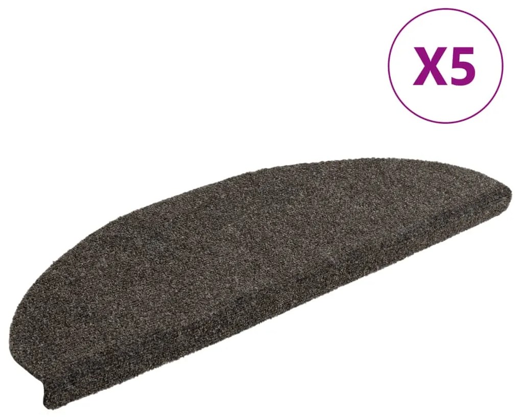 vidaXL Πατάκια Σκαλιών Αυτοκόλλητα 5 τεμ. Ανθρακί Ημίστρογγυλά Μεγάλα 65x21x4 εκ.