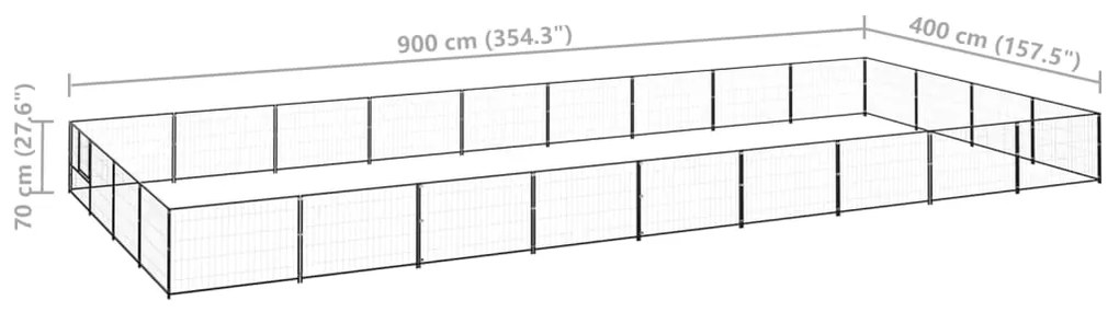 vidaXL Σπιτάκι Σκύλου Μαύρο 36 μ² Ατσάλινο