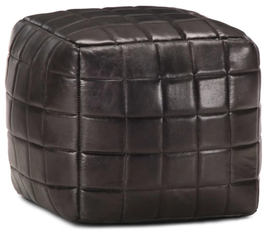 vidaXL Πουφ Μαύρο 40 x 40 x 40 εκ. από Γνήσιο Δέρμα Κατσίκας