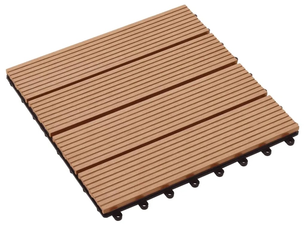 Πλακάκια Deck 11 τεμ. Χρώμα Teak 30 x 30 εκ. 1 μ² από WPC - Καφέ