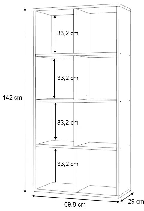 Βιβλιοθήκη Anser Megapap χρώμα φυσικό οξιάς 69,8x29x142εκ.