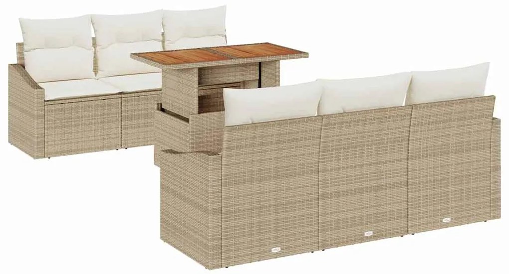 vidaXL Σετ Καναπέ Κήπου με αποθήκευση 7 pcs Μπεζ Πολυ ράταν