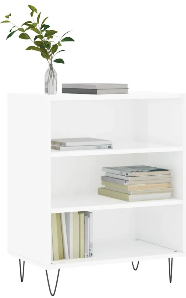 vidaXL Ραφιέρα Γυαλιστερή Λευκή 57 x 35 x 70 εκ. από Επεξεργ. Ξύλο