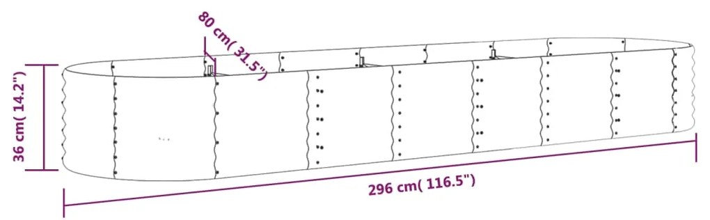 vidaXL Ζαρντινιέρα Πράσινη 296x80x36 εκ Γαλβανισμένος χάλυβας