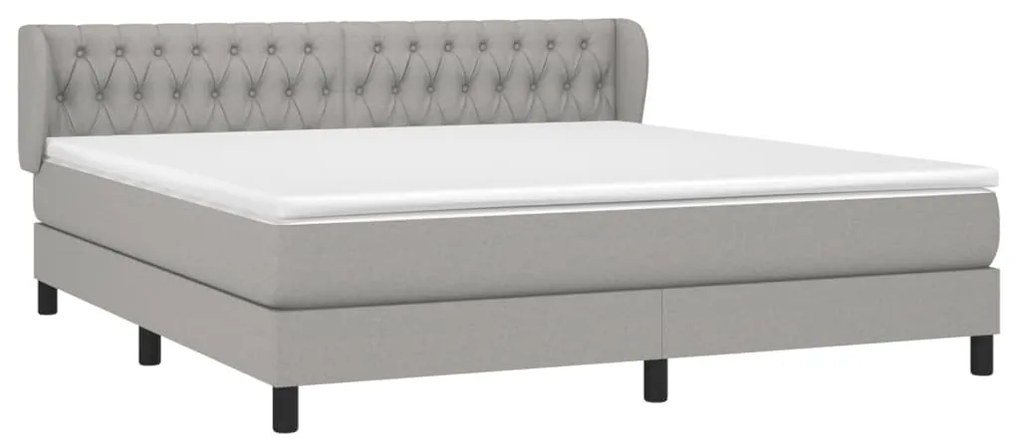 vidaXL Κρεβάτι Boxspring με Στρώμα Ανοιχτό Γκρι 180x200 εκ. Υφασμάτινο