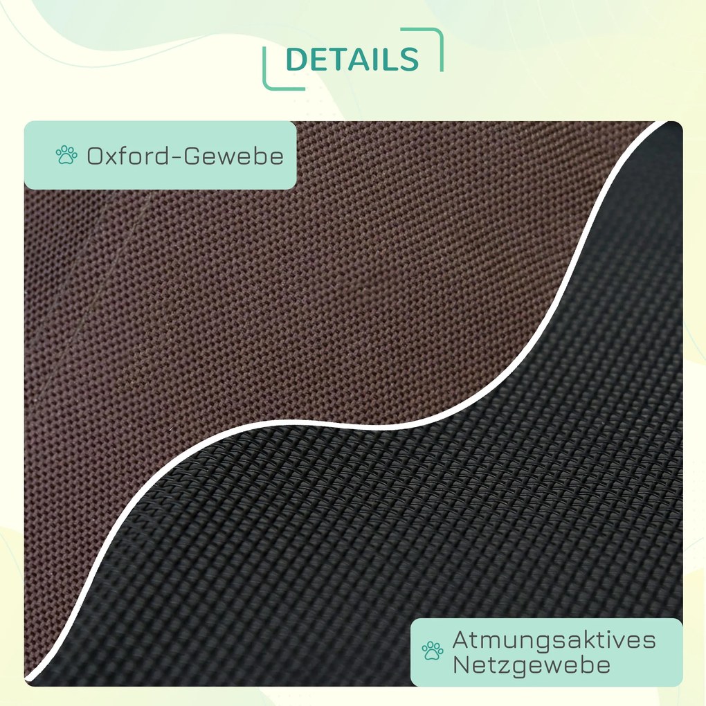 PawHut Κρεβάτι για κατοικίδια με ουρανό, αναδιπλούμενο, κρεβάτι σκύλου, εξωτερικό κρεβάτι σκύλου, ύφασμα mesh, καφέ + μαύρο