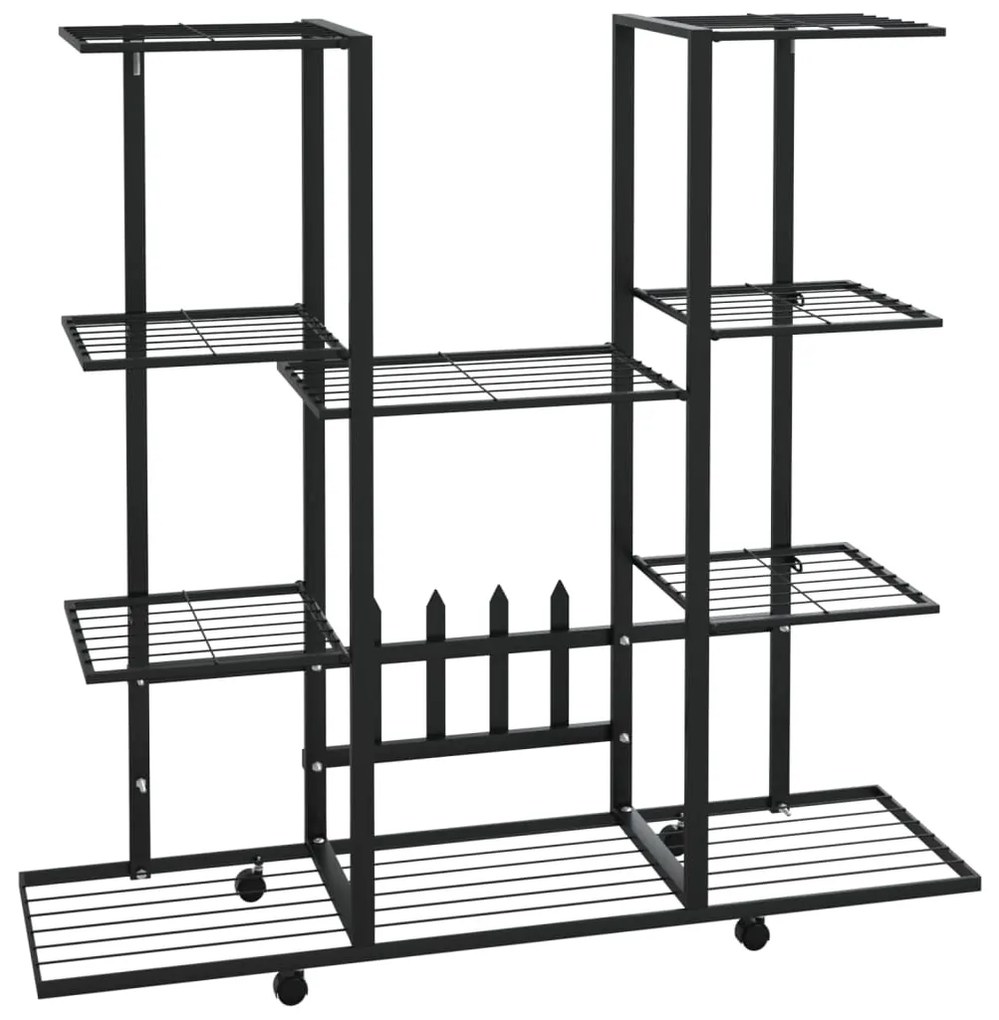 vidaXL Βάση Λουλουδιών με Ρόδες 94,5 x 24,5 x 91,5 εκ. Μαύρη Σιδερένια